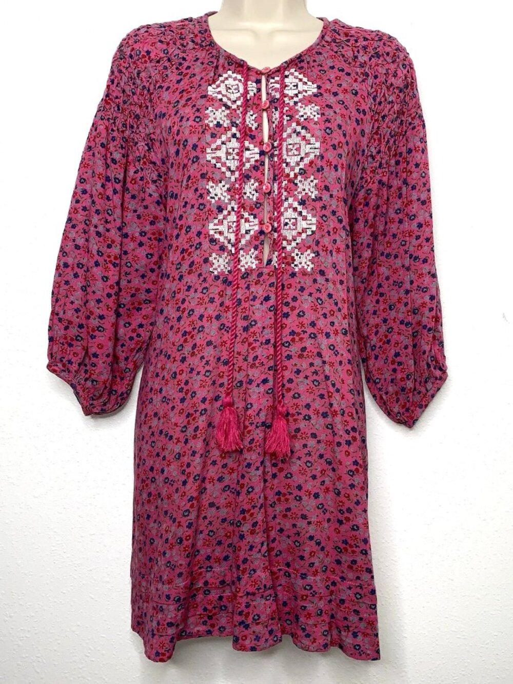 Cottagecore TOPSHOP Ditsy Floral Sashiko Stitch MINI DRESS 2 Grunge Peasant Boho